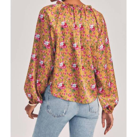 NEW LOVESHACKFANCY manchester blouse in ruby goldmine - Picture 4 of 4